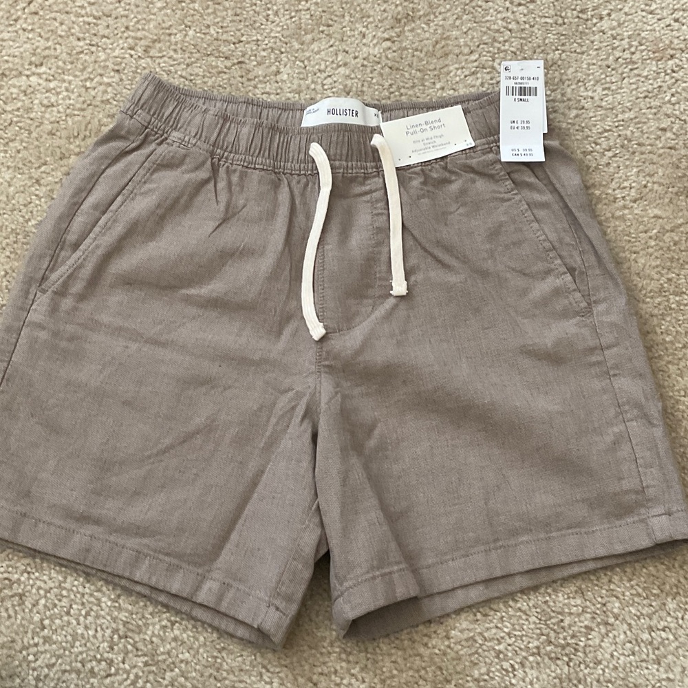 Hollister Men's Linen Blend Flat Front Shorts XS